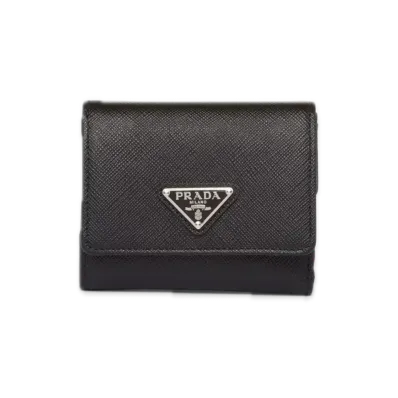 PRADA Saffiano Triangle Wallet "Black"