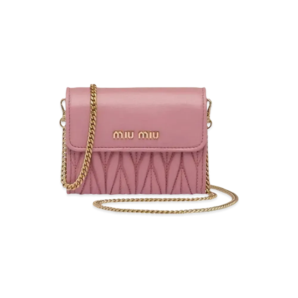 MIU MIU Shoulder Strap With Nappa Leather Wallet "Pink"