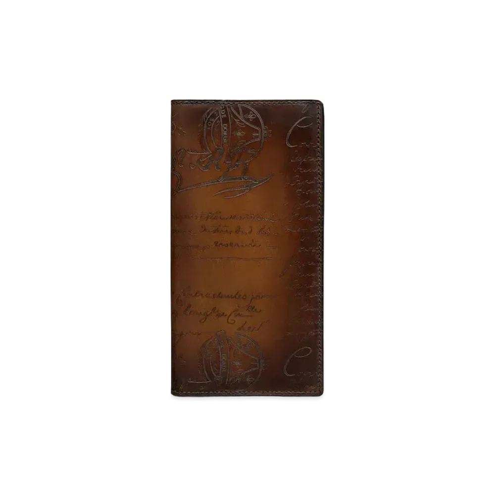 Berluti Santal Scritto Leather Long Wallet "Cacao Intenso"