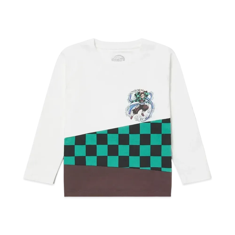 graniph x DEMON SLAYER Tanjiro Kamado Kids Long Sleeve T-Shirt "White"