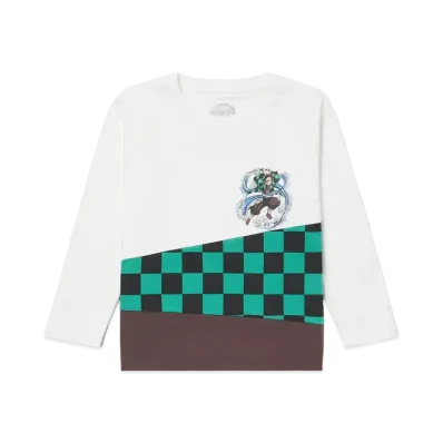 graniph x DEMON SLAYER Tanjiro Kamado Kids Long Sleeve T-Shirt "White"