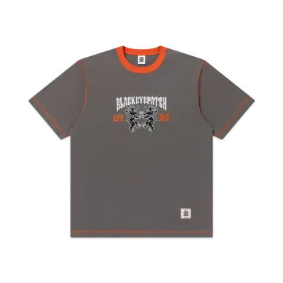 BlackEyePatch Heraldic College Stitch Toned Tee "Charcoal"