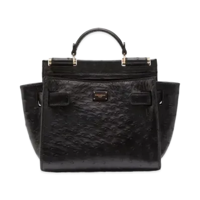 Dolce&Gabbana Sicily Soft Bag Small Ostrich "Black/Brown"