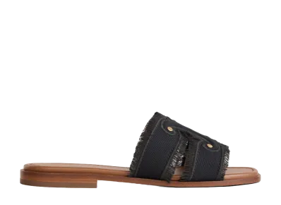 CELINE Women's Marina Mules Canvas "Black"
