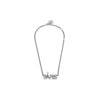 BALENCIAGA Paris Souvenir Necklace in Brass with Rhinestones "Silver/Shiny Silver"
