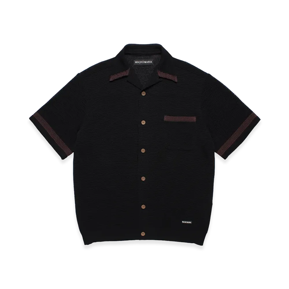 WACKO MARIA Knit Open Collar Shirt "Black"