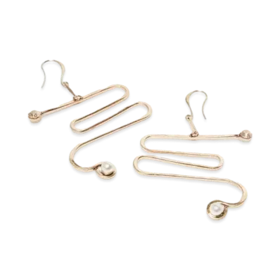Max Mara Malemar Metal Spring Earrings "Dark Satin Gold"