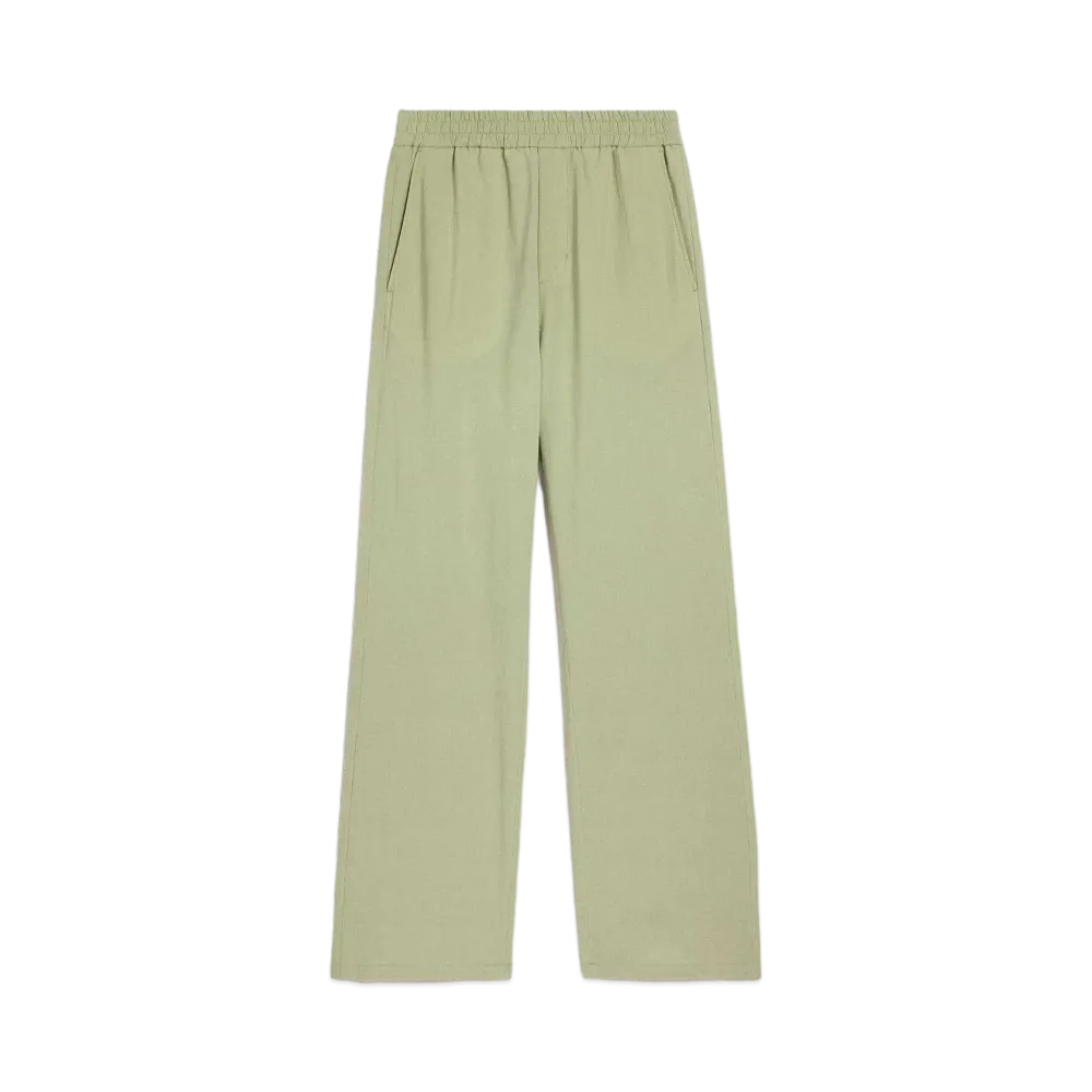AMI PARIS Cotton Crepe Wide Elastic Waist Pants "Sage"