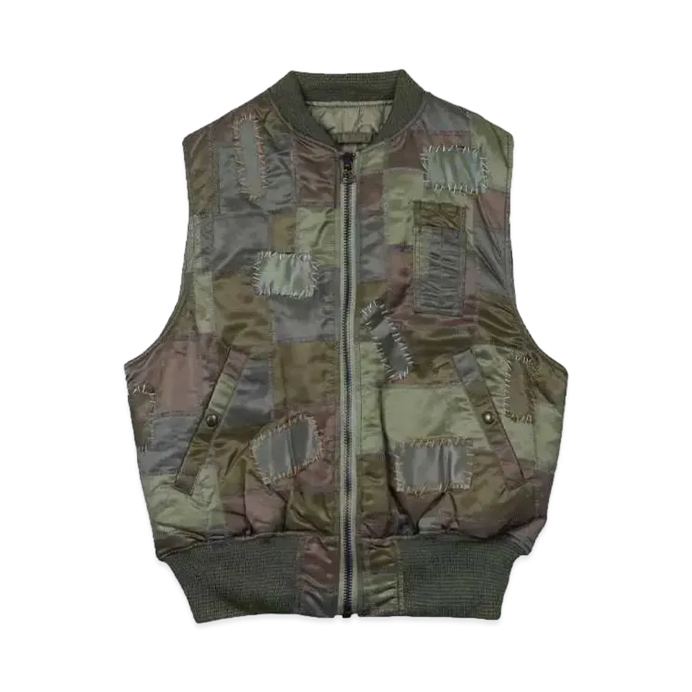 NEXUSVII. CRUSTED MA-1 VEST HAND BLIND STITCH "OLIVE"