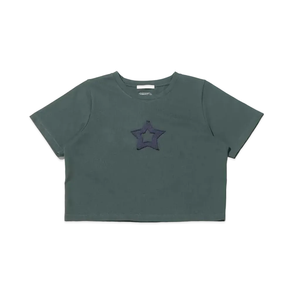 atmos pink Star Cropped T-Shirt "Green"