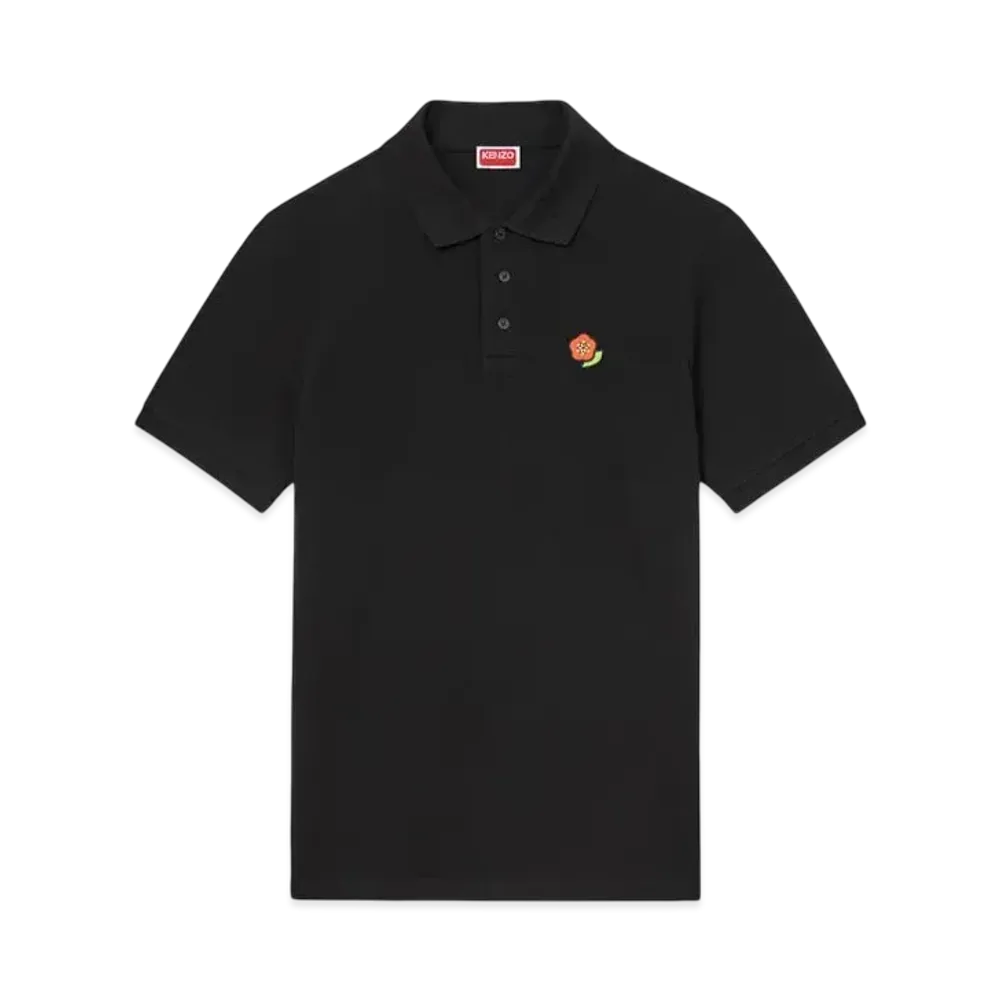 KENZO 'POP' Embroidery Slim Polo in Cotton "Black"