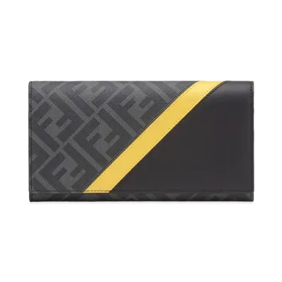 FENDI Continental Wallet Fabric Wallet "Gray"