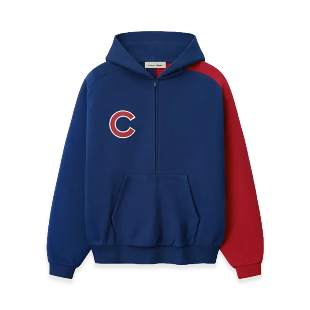 FEAR OF GOD x MLB Cubs Raglan Half Zip Sport Hoodie "Estate Blue Stone Red"