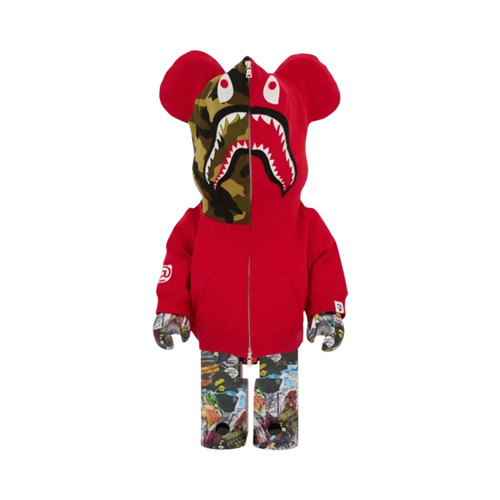 MEDICOM TOY "BEARBRICK" Bape Legacy Camo Shark Red 1000%