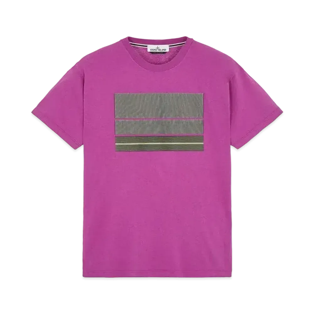 Stone Island 2NS90 COTTON JERSEY, 'LENTICULAR THREE' PRINT_SLIM FIT "Magenta"