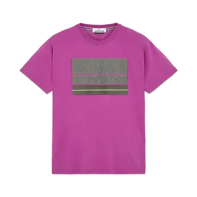 Stone Island 2NS90 COTTON JERSEY, 'LENTICULAR THREE' PRINT_SLIM FIT "Magenta"