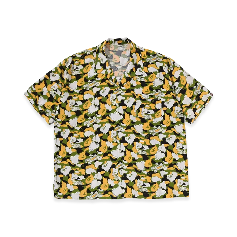 A BATHING APE x EMOTIONALLY UNAVAILABLE Open Collar SS Shirt "Green"