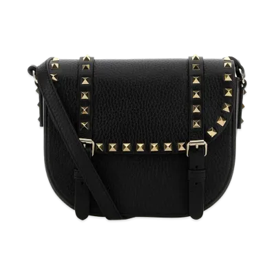 Valentino Women's Leather Rockstud Crossbody Bag "Black"
