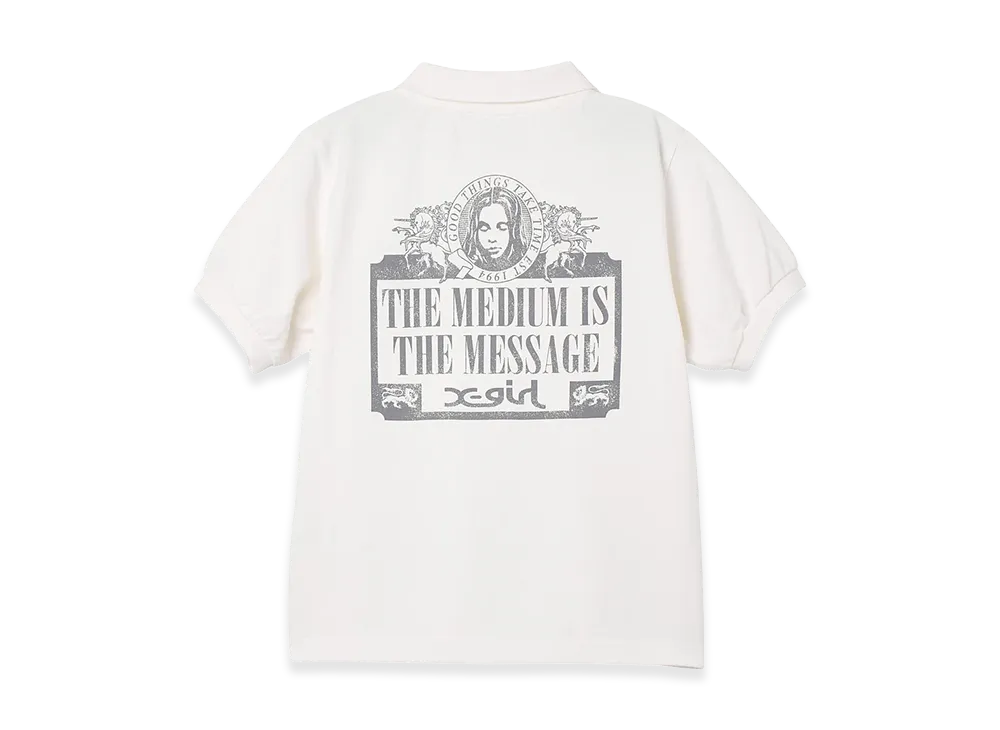 X-Girl Women's Vintage Label Face Baby Polo Top "White"