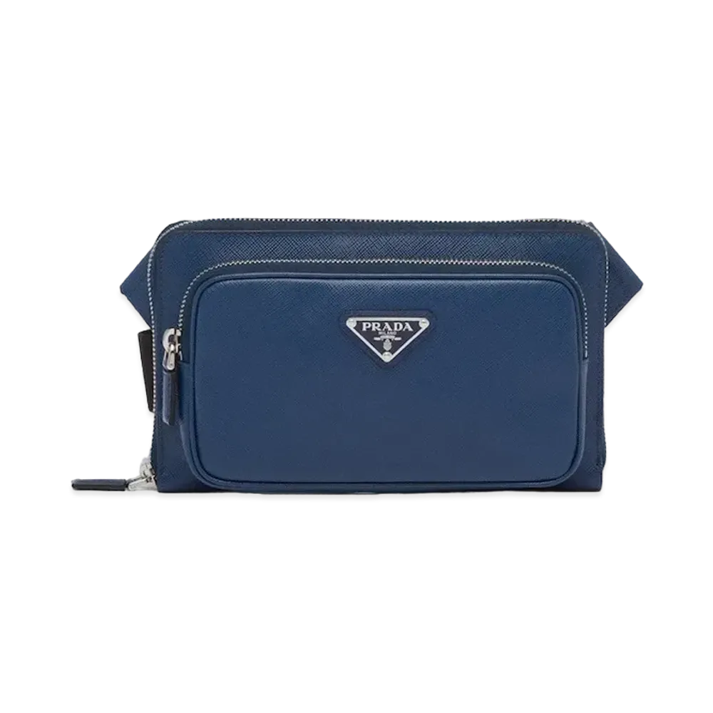 PRADA Saffiano Leather Belt Bag "Bright Blue"