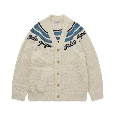 GELATO PIQUE Homme Powder Line Logo Jacquard Cardigan "Ivory"