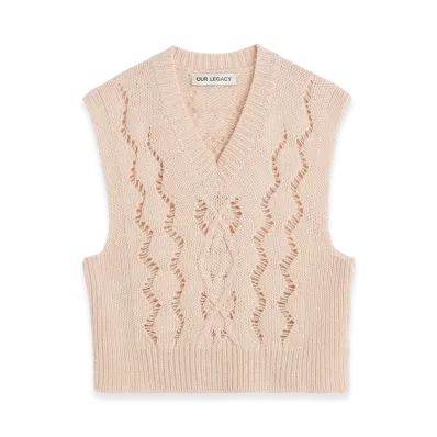 OUR LEGACY Cable Michigan Tank "Delicate Pink Fisherman Wool"