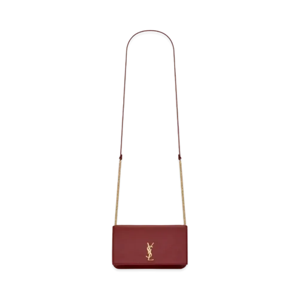 Saint Laurent Monogram Phone Holder With Strap In Smooth Leather "Opyum Red"