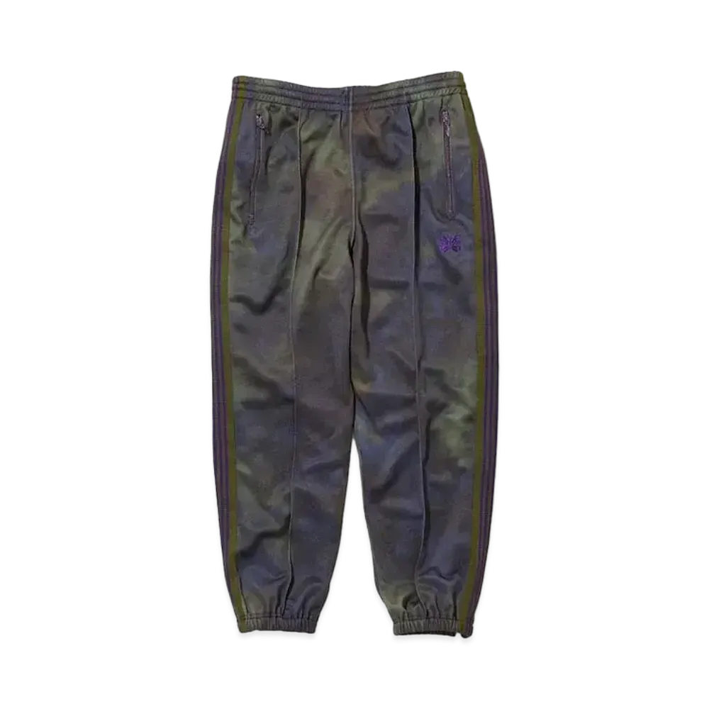 Needles ZIPPED TRACK PANT - POLY SMOOTH / UNEVEN-DYE PRINTED "Egg Plant"