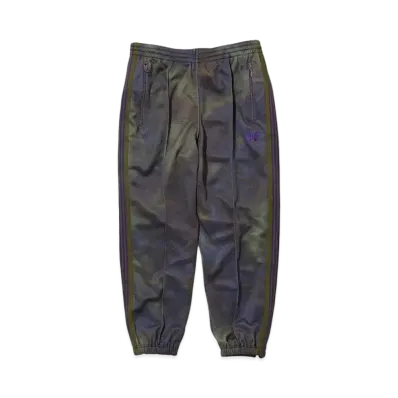 Needles ZIPPED TRACK PANT - POLY SMOOTH / UNEVEN-DYE PRINTED "Egg Plant"