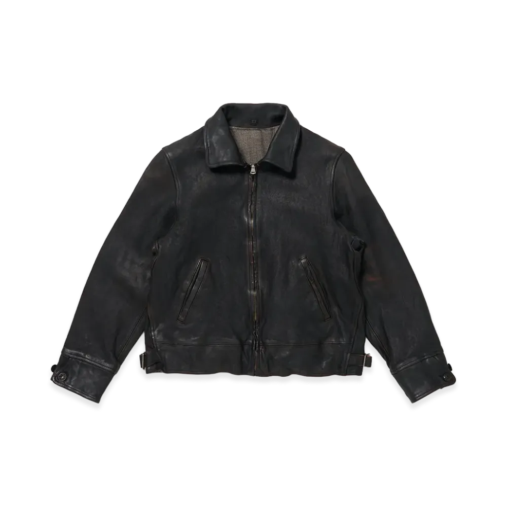 T.T Taiga Takahashi LOT.802 Cossack Leather Jacket "Damaged Black"