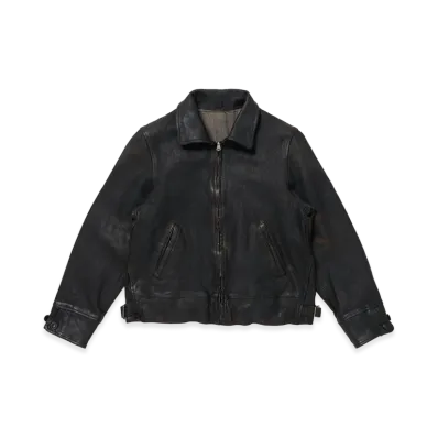 T.T Taiga Takahashi LOT.802 Cossack Leather Jacket "Damaged Black"