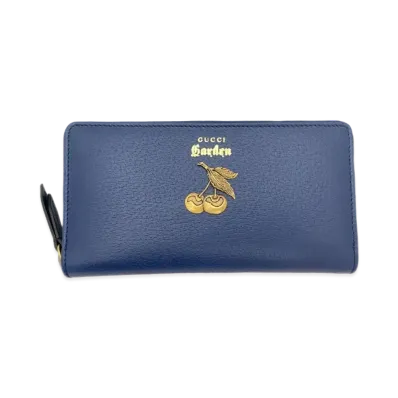 GUCCI Round Zipper Gucci Garden Cherry Leather "Blue"