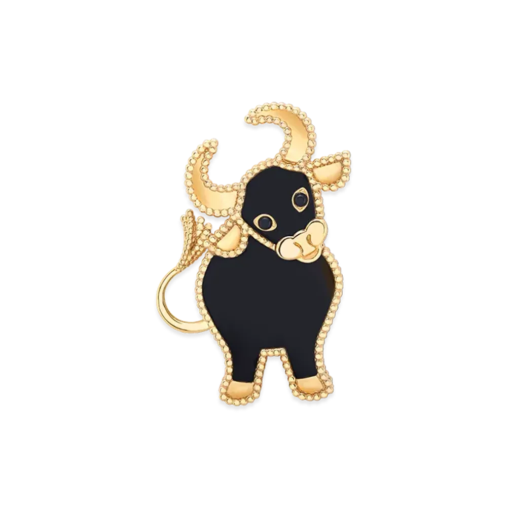 Van Cleef & Arpels Lucky Animals Ox clip "18K Yellow gold/Onyx"