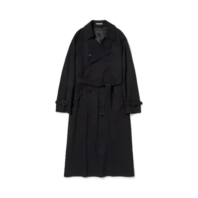 AURALEE Washed Finx Silk Chambray Trench Coat "Black Chambray"