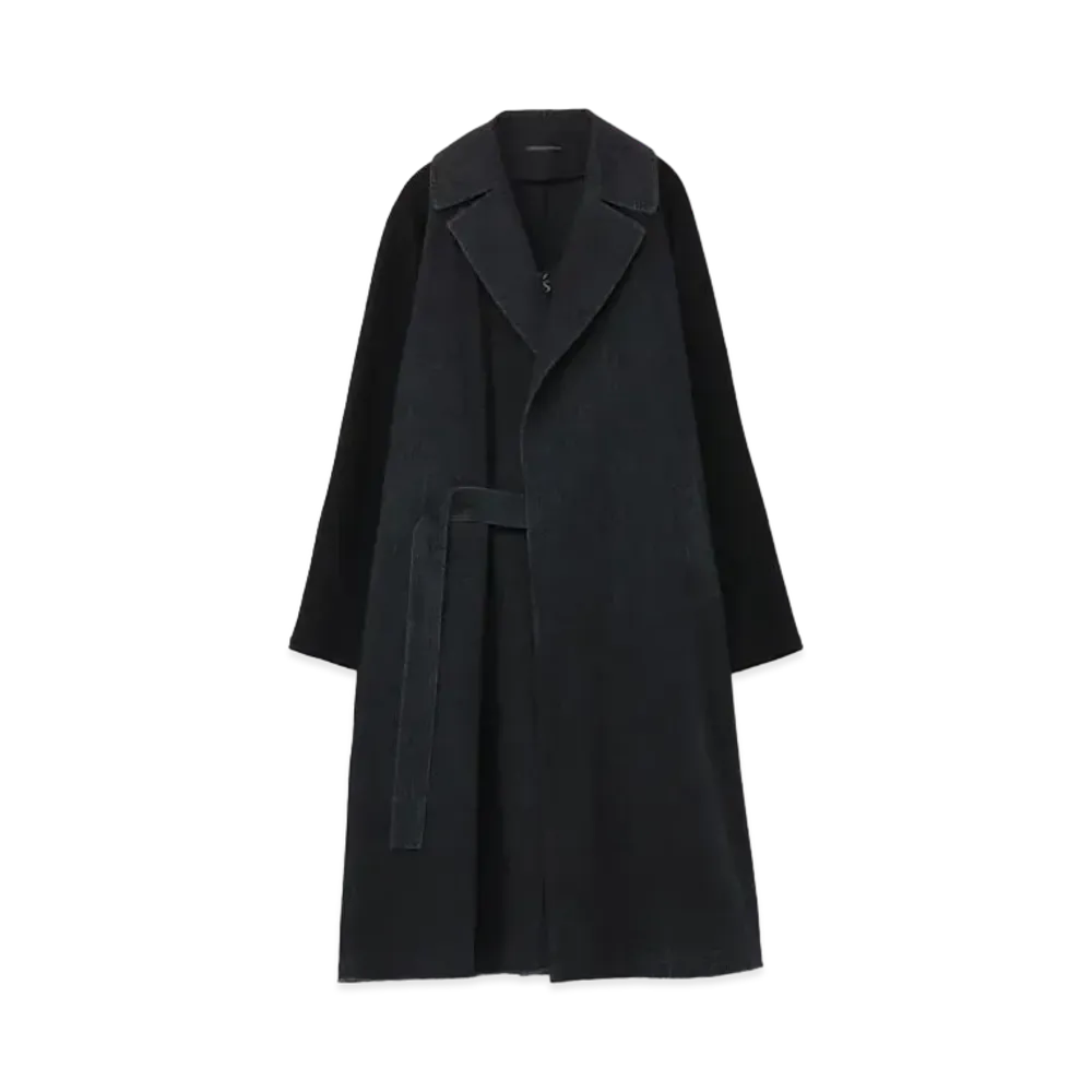 Yohji Yamamoto Y's COTTON WOOL DESIGN SLEEVE COAT "Black/Black"