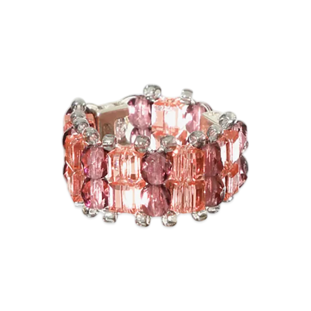 NEEDLES Crystal Beads Double Row Ring "Pink"