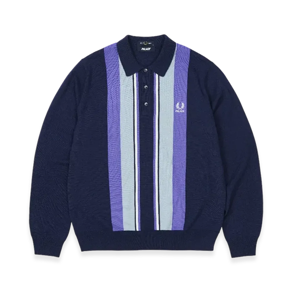 PALACE x Fred Perry Long Sleeve Knitted Shirt "Peacoat"