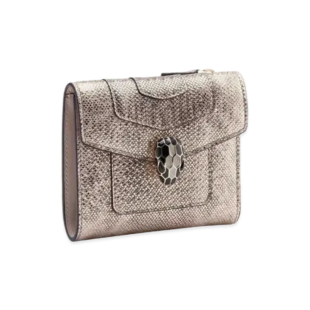 BVLGARI Serpenti Forever Trifold Wallet "Beige"