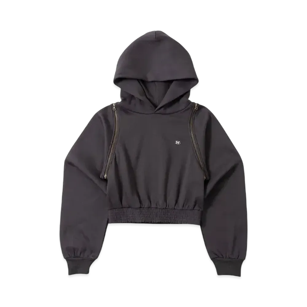 HTH 2way shoulder zip hoodie "CHARCOAL"