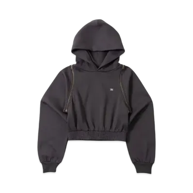 HTH 2way shoulder zip hoodie "CHARCOAL"