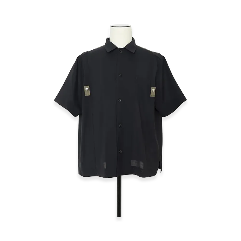 sacai Wool Suiting x Nylon Twill Shirt "Navy/Dark Khaki"