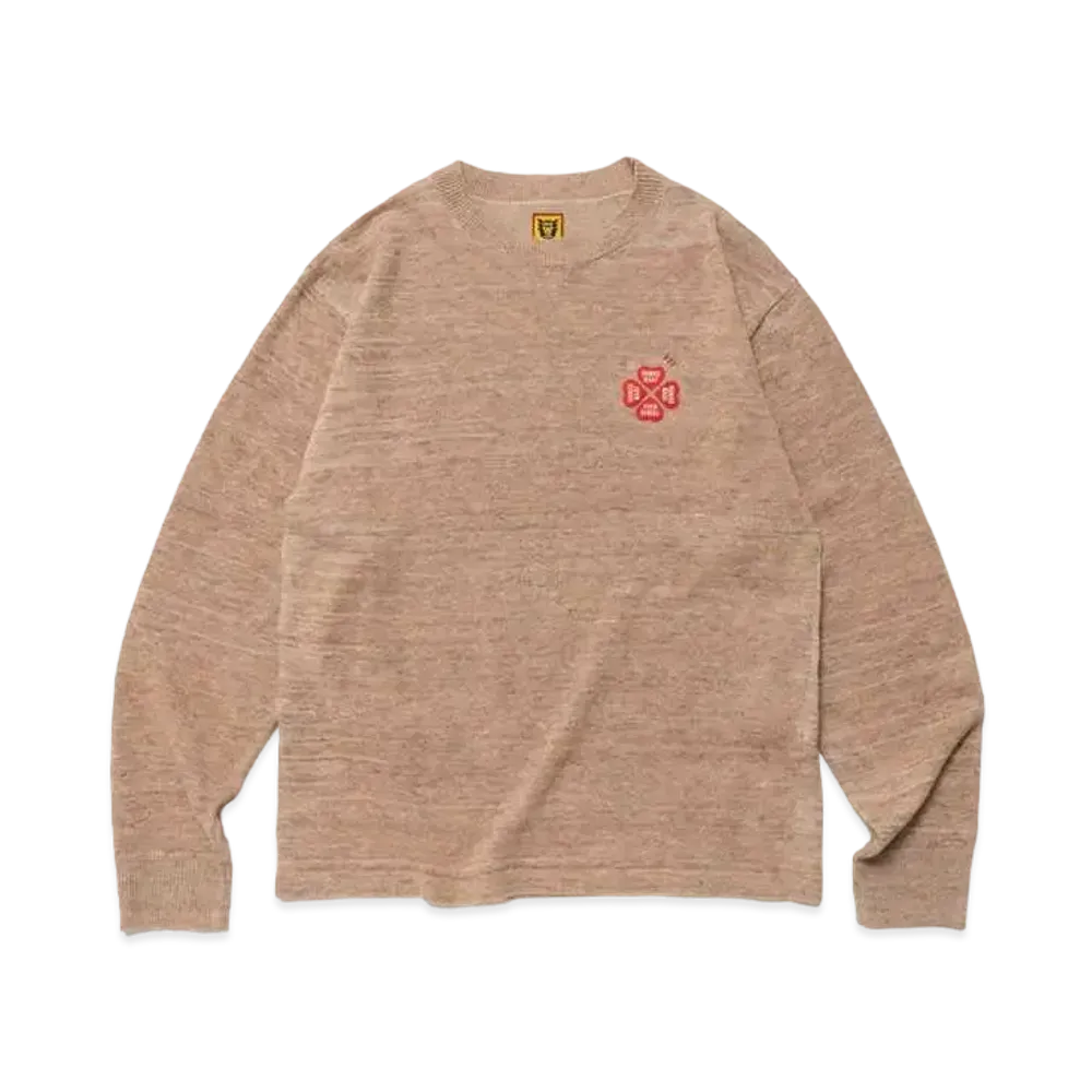 HUMAN MADE Linen-Blend Knit Sweater "Pink"