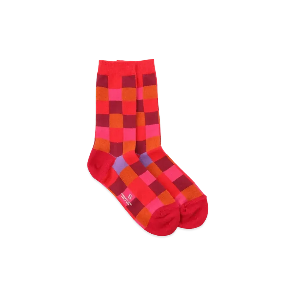 Yohji Yamamoto Y's BLOCK PLAIN STITCH DESIGNED BLOCK SOCKS "Red"