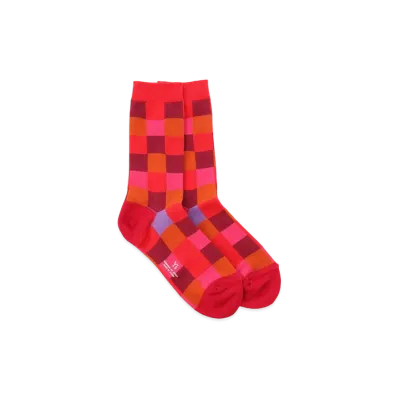 Yohji Yamamoto Y's BLOCK PLAIN STITCH DESIGNED BLOCK SOCKS "Red"