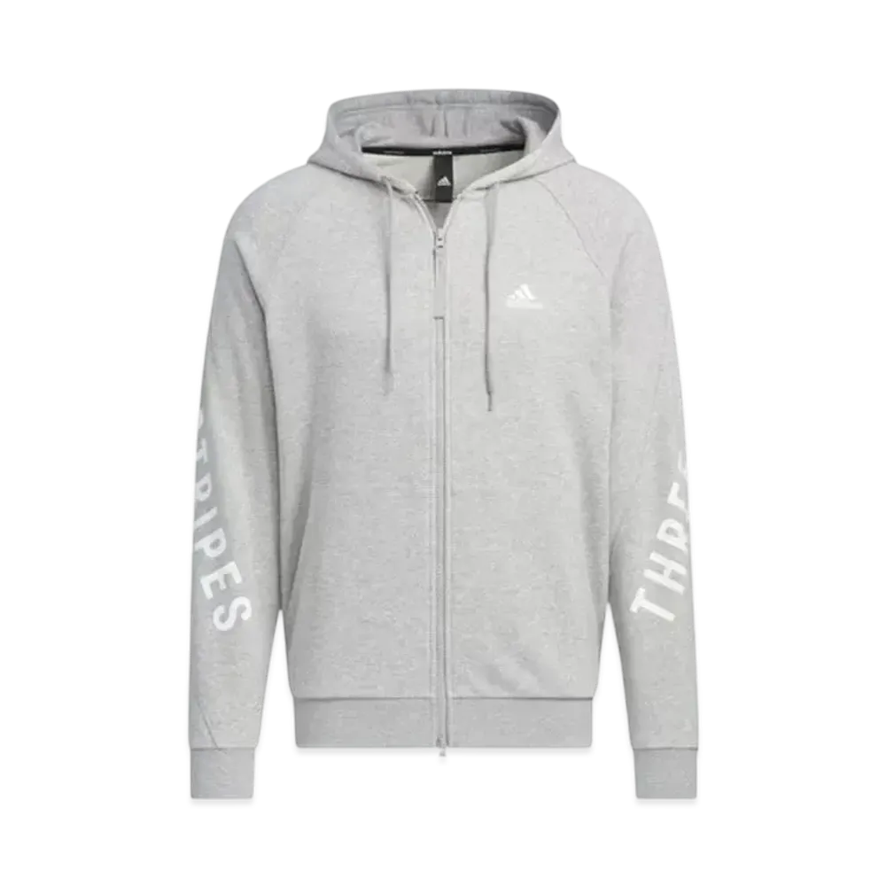 adidas Warding Loose Fit French Terry Full Zip Parka "Medium Grey Heather"