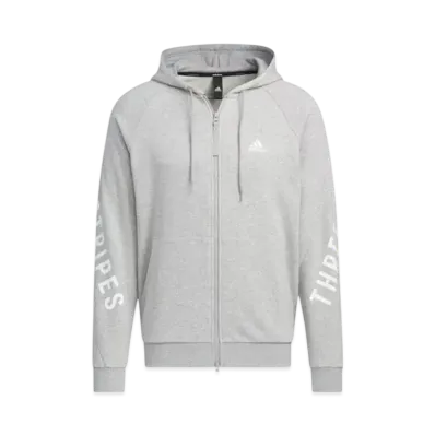 adidas Warding Loose Fit French Terry Full Zip Parka "Medium Grey Heather"