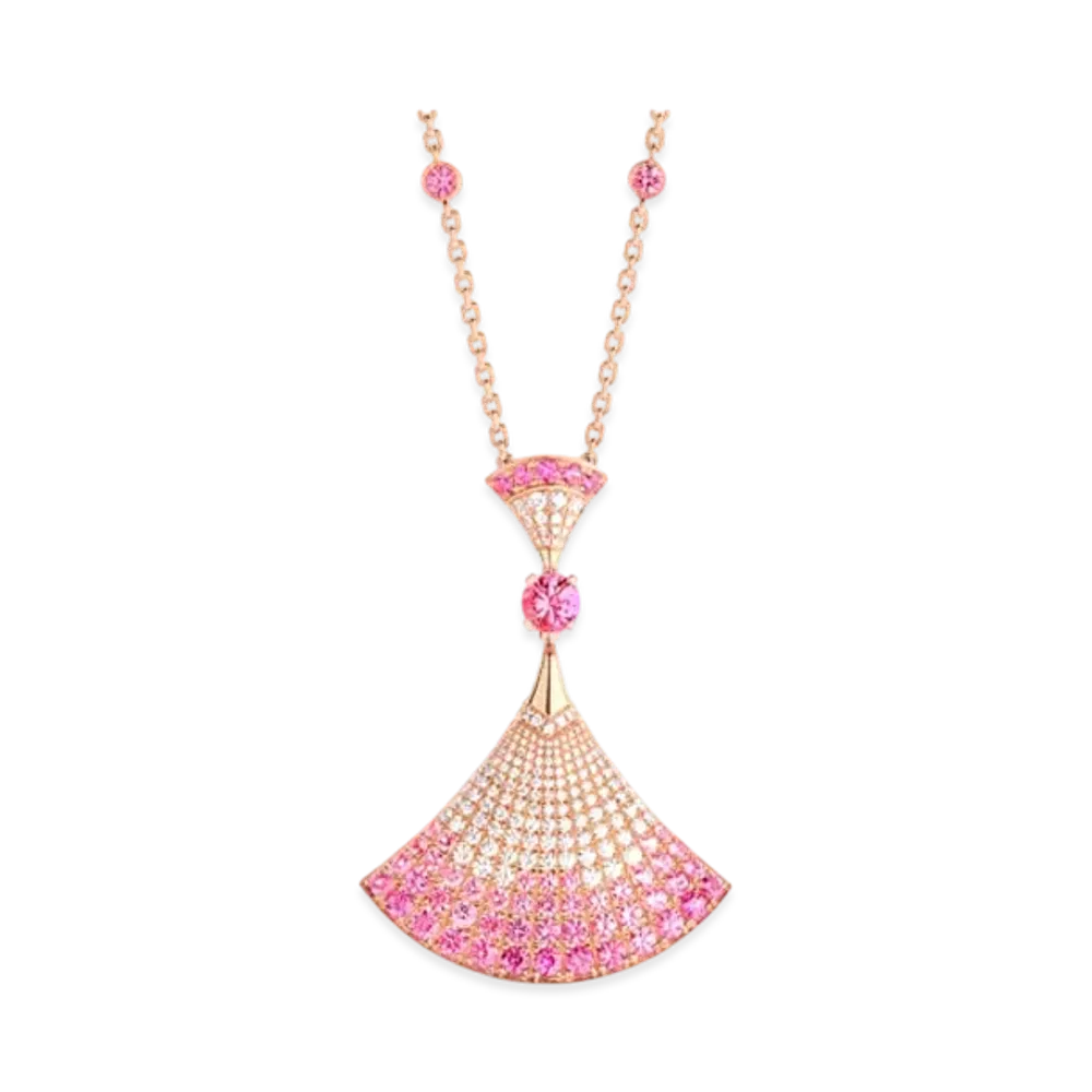 BVLGARI Divas' Dream Necklace With Pave Diamonds and Rubies and Pink Sapphires "Pink Gold"