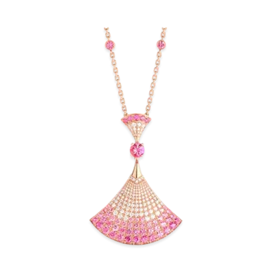 BVLGARI Divas' Dream Necklace With Pave Diamonds and Rubies and Pink Sapphires "Pink Gold"