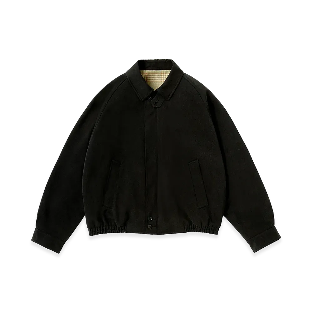 A.PRESSE Washed Silk Harrington Jacket "Black"