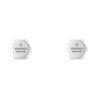 GUCCI Trademark Stud Earrings "Silver"